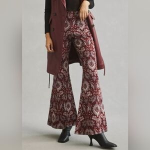 Anthropologie Damask Jaquard Flare Pants 8